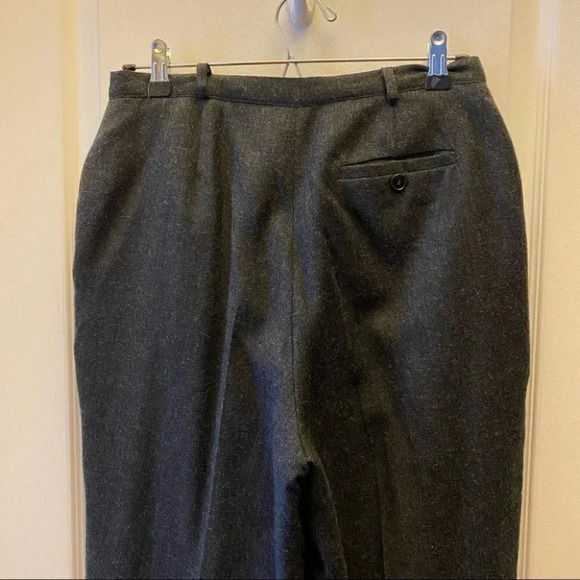 Vintage Wool Trousers High Waisted Pleated Pants Lined Charcoal Grey Size 8 - Picture 8 of 16